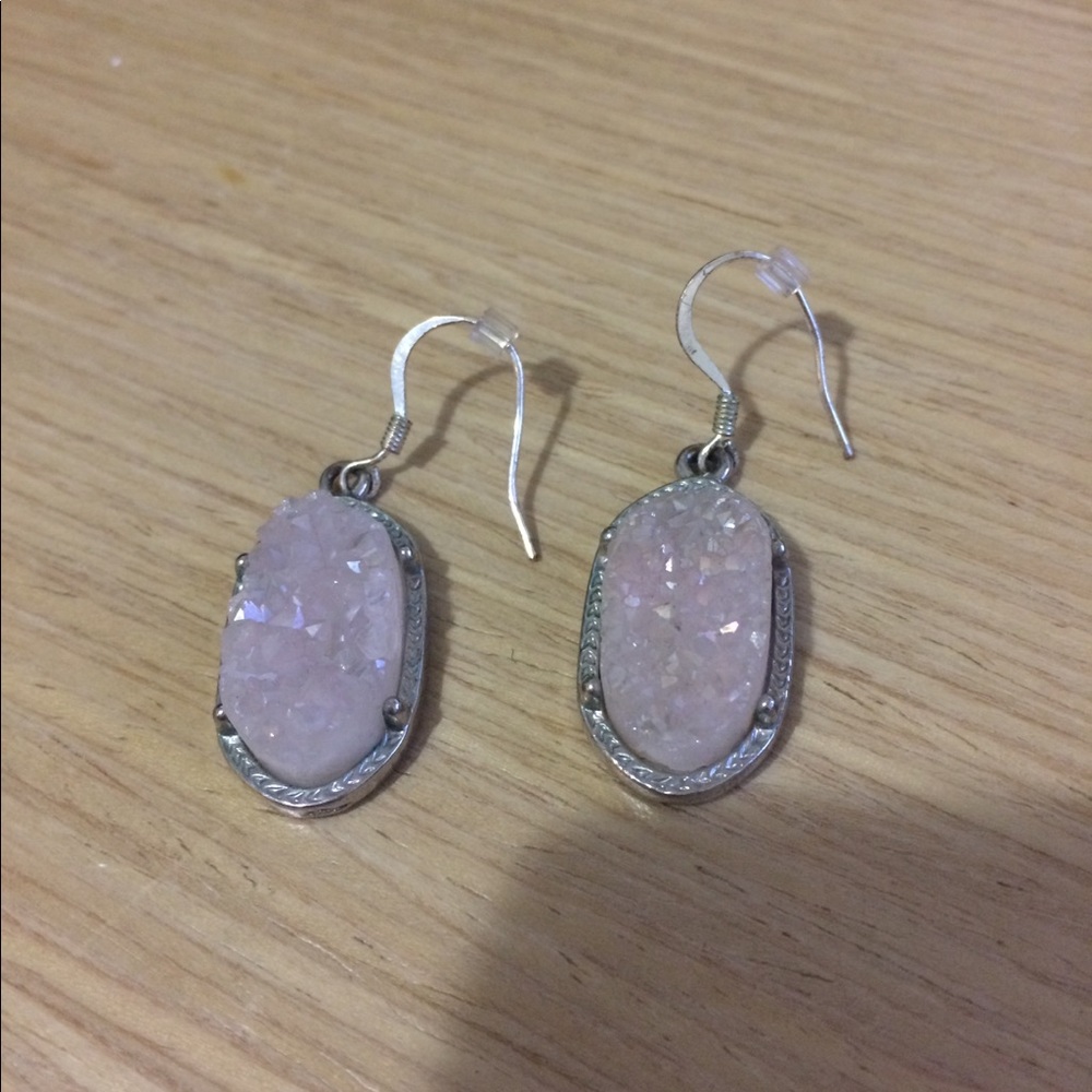 Pink Druzy Earrings